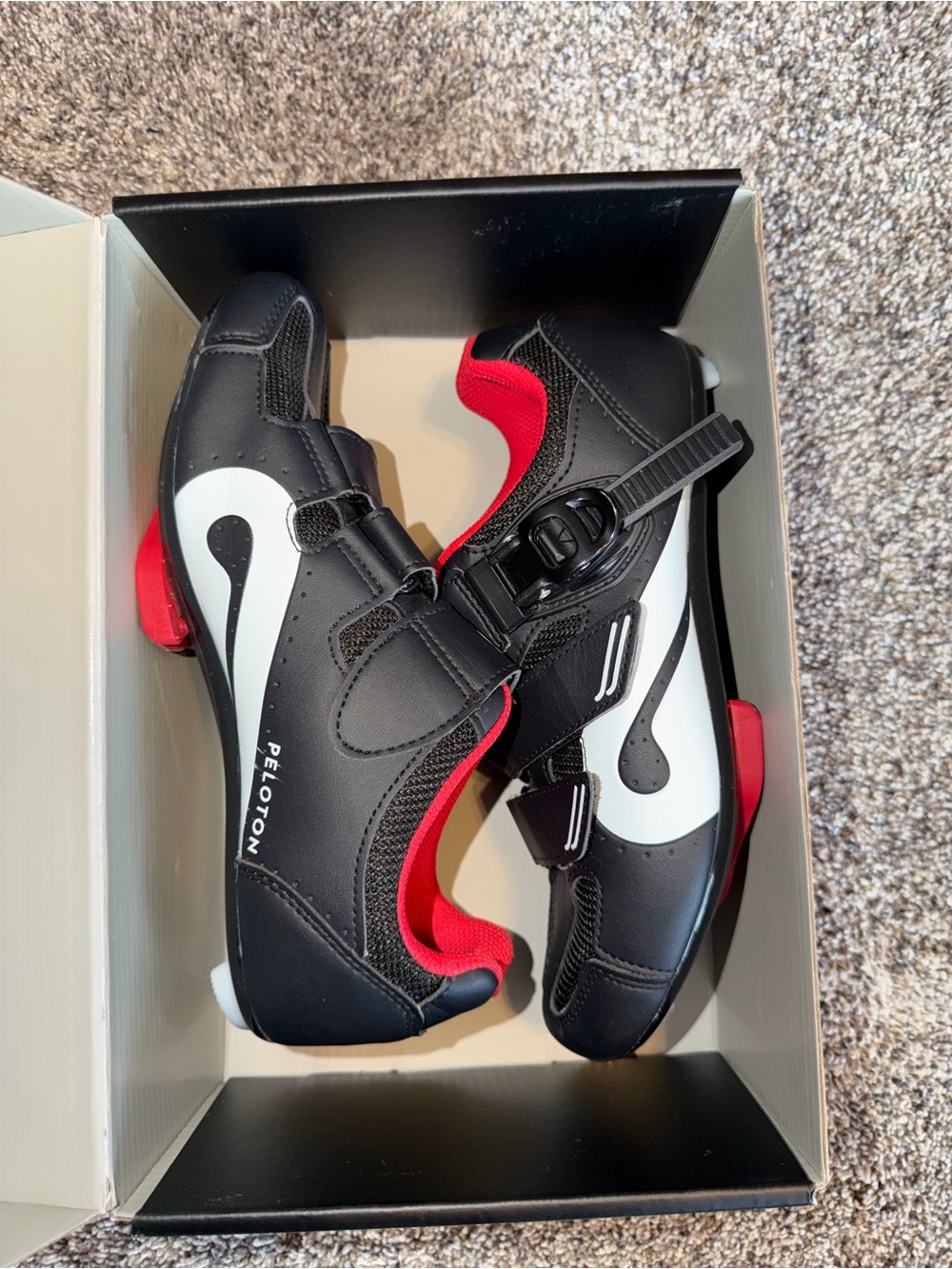 Peloton Black, White & Red Women's Cycling Shoes